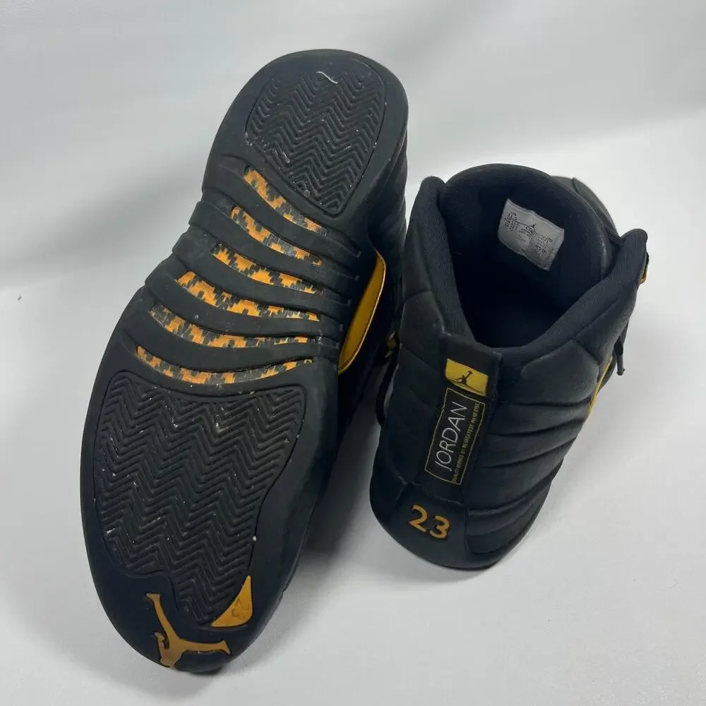 NIKE Air Jordan 12 Sneakers Mens 11.5 Retro Black Taxi Leather CT8013-071 Black